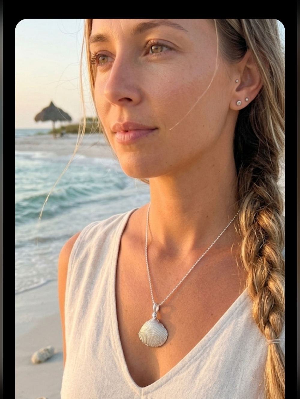 Sterling Silver Shell Pendant - Silver Seashell Charm
